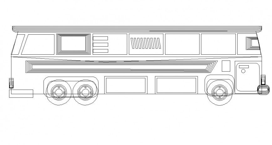 Public Bus detail CAD vehicle block layout file in autocad format