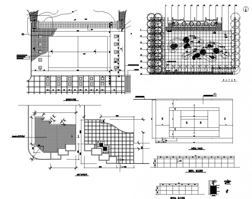 Public garden and fitness equipment detail layout plan in dwg AutoCAD file.