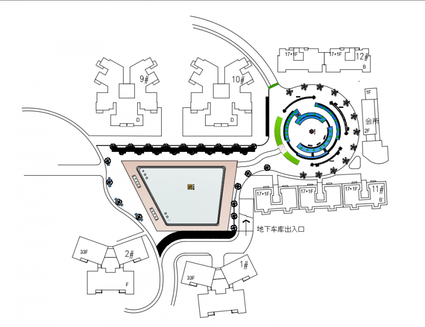 Public garden landscape design and plan cad drawing details dwg file