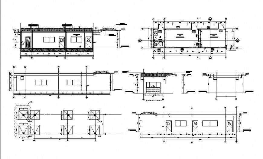 Public hygiene service foundation, section, plan and installation drawing details dwg file