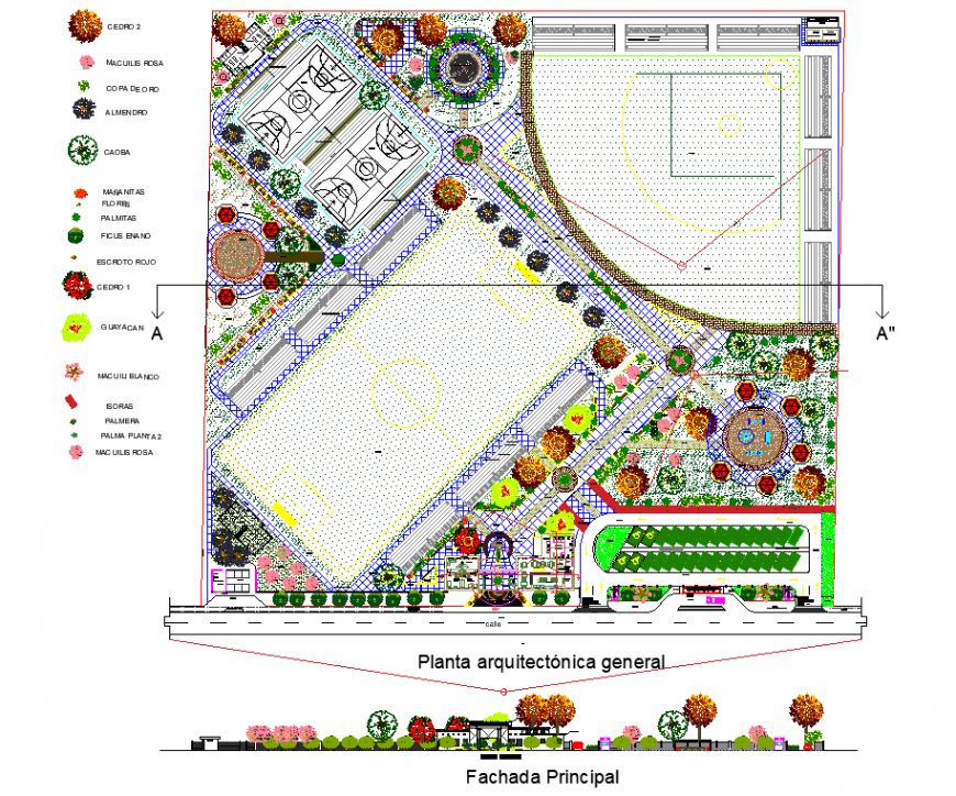 Public park detail drawing in dwg file.