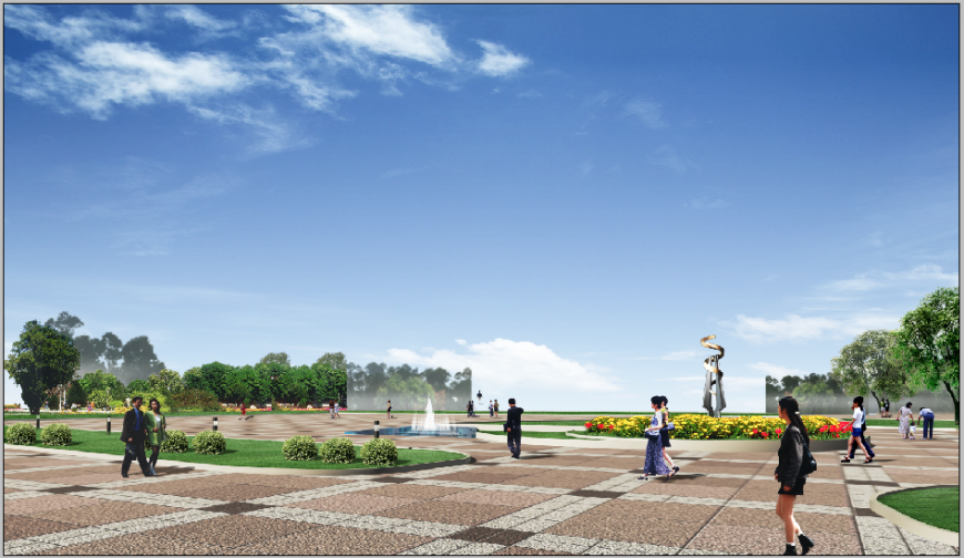 Public park landscaping structure 3d drawing details psd file