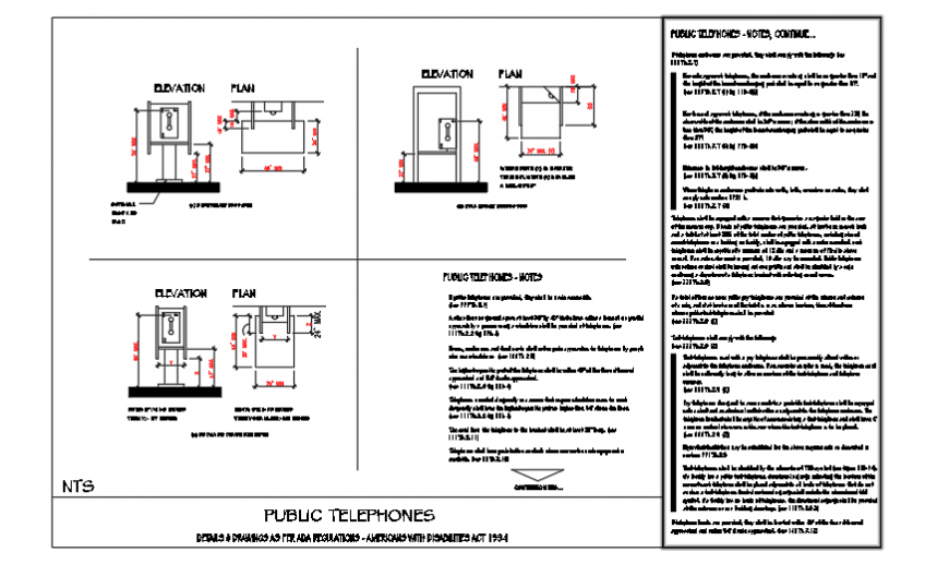 Public telephone plan 7 section design drawing