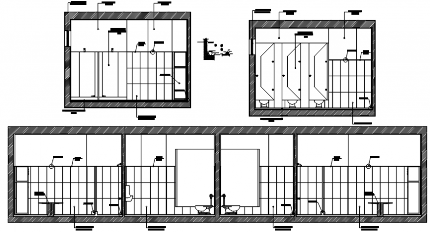 Public toilet all sided section and installation drawing details dwg file