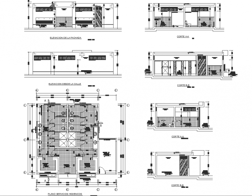 Public toilet blocks drawing in dwg AutoCAD file.