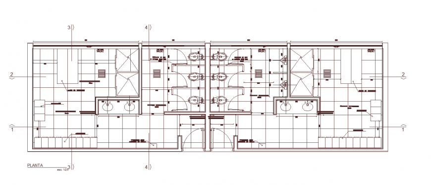 Public toilet detail drawing in dwg file.