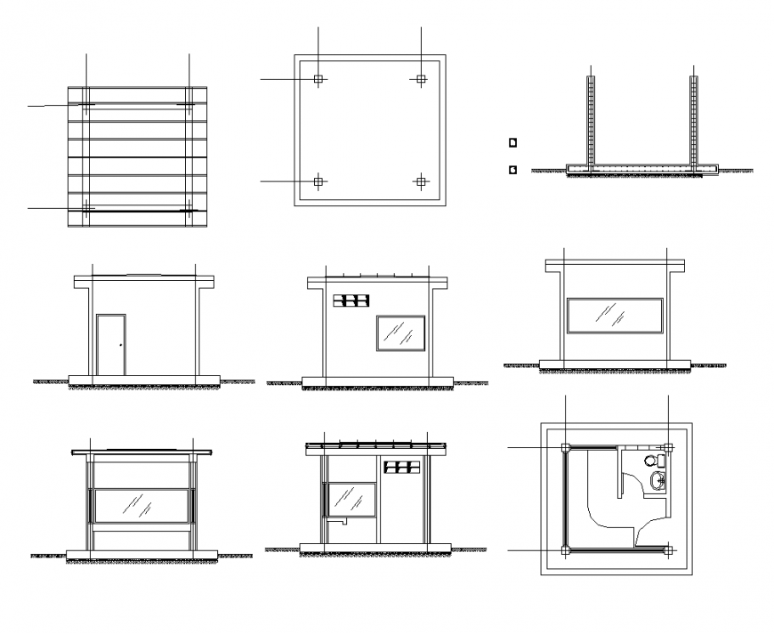 Public toilet detail elevation and plan layout 2d view autocad file