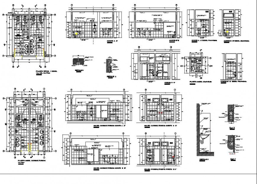 Public Toilet detail in plan, elevation and section autocad file