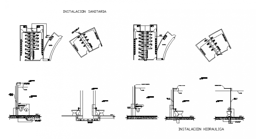 Public Toilet detail in plan and section autocad file