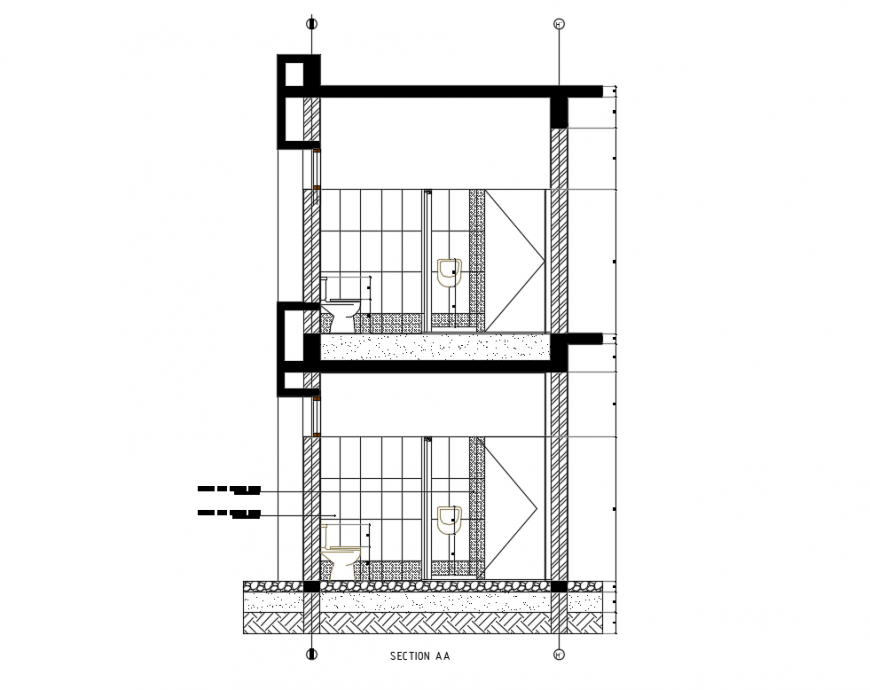 Public toilet front section cad drawing details dwg file