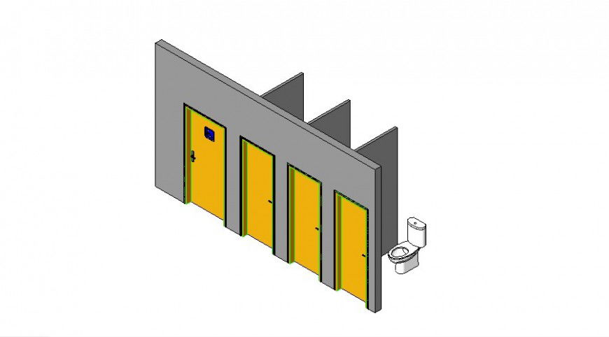Public toilet open 3d model in Revit file.
