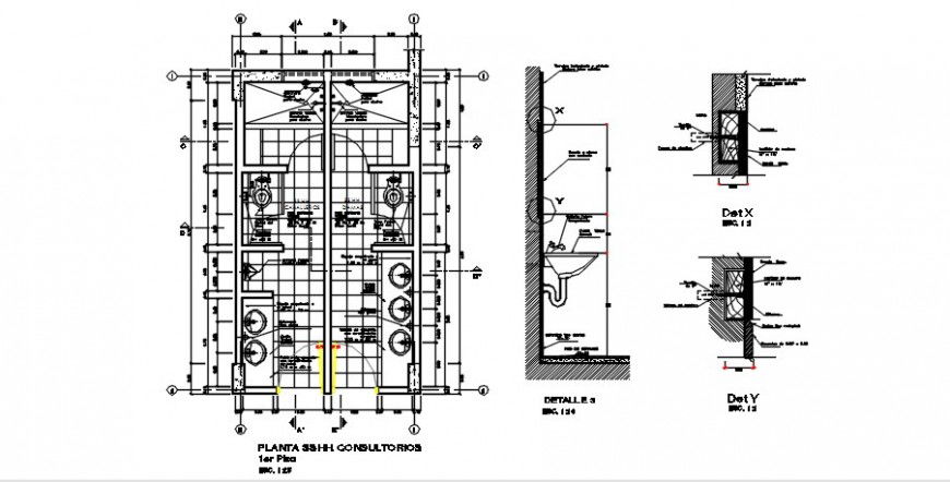 Public toilets plan and installation with plumbing cad drawing details dwg file