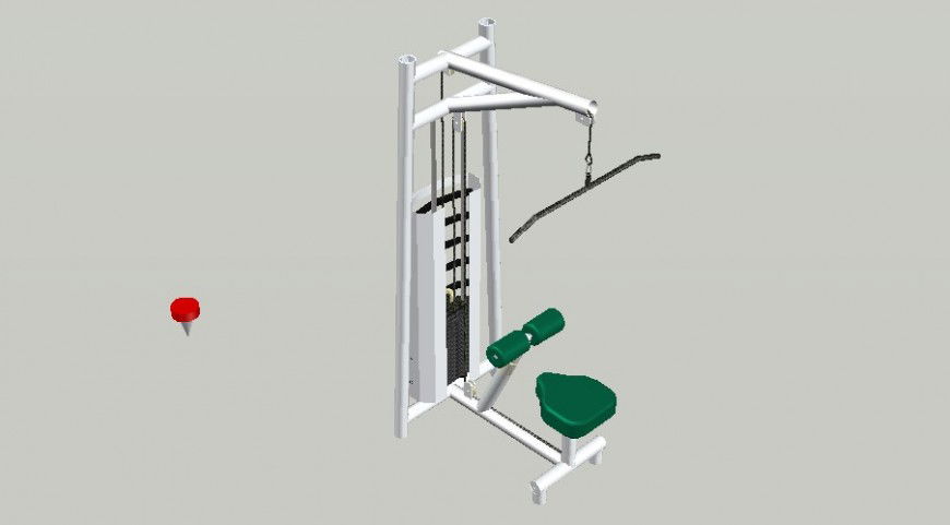 Pulley gym equipment 3d model cad drawing details skp file