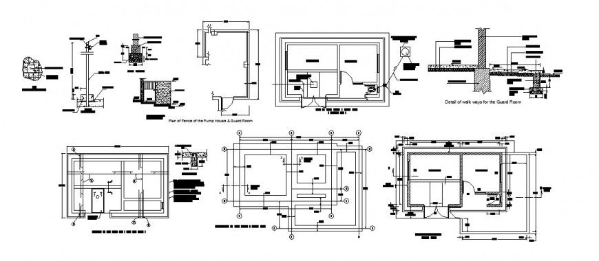 Pump house and guard room detailed architecture project dwg file