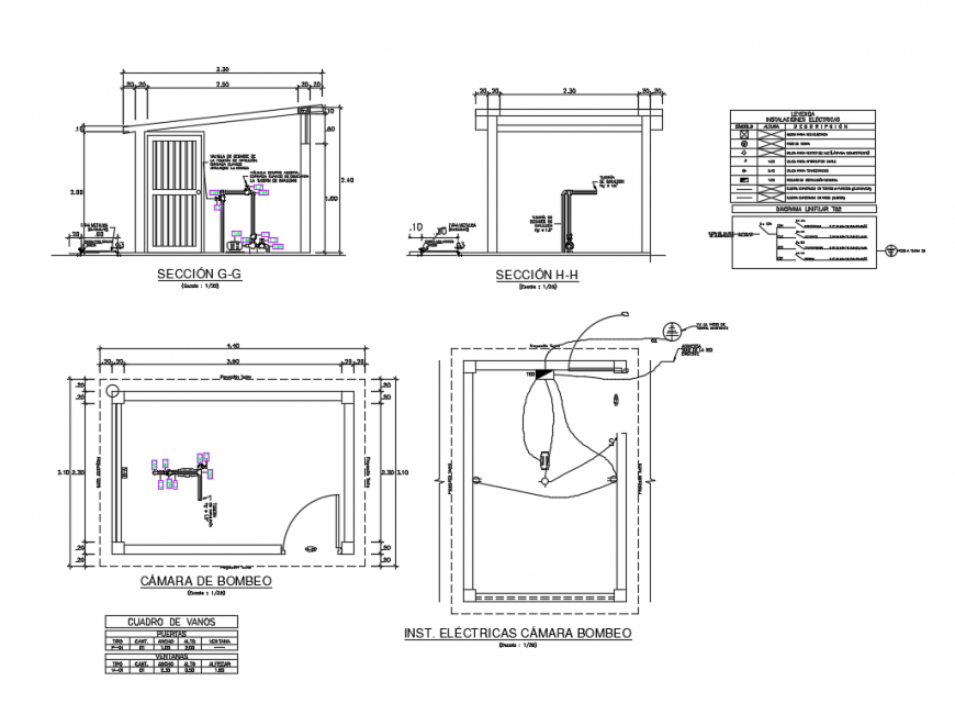 Pumping chamber electrical installation details dwg file