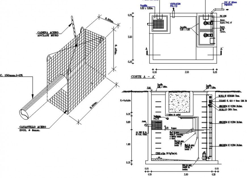 pumping tank sewers effluents with details