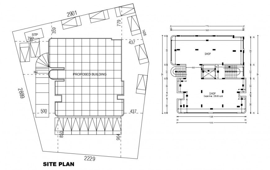purpose building of shop site project detail cad file
