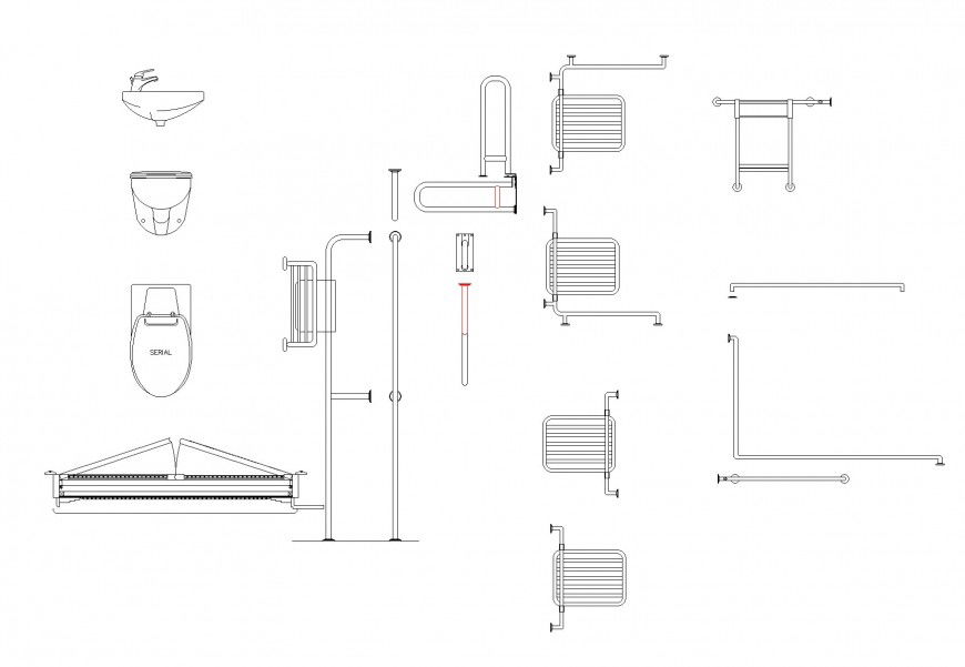 PVC pipe and towel plan autocad file