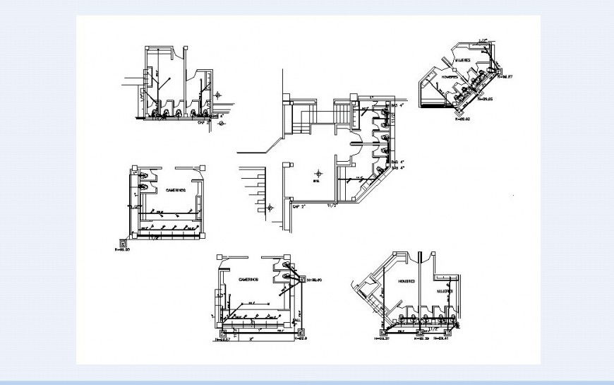 PVC water line of washing area and bathroom for sport Centre in auto cad
