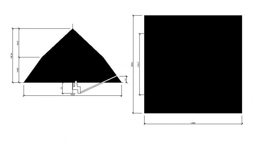 Pyramid detail elevation and plan drawing in autocad
