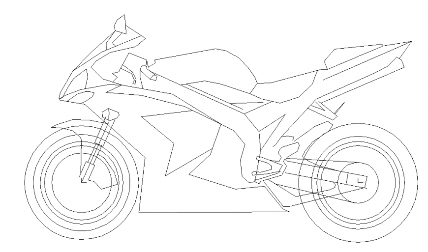 Racer Bike Side View Design in Autocad File