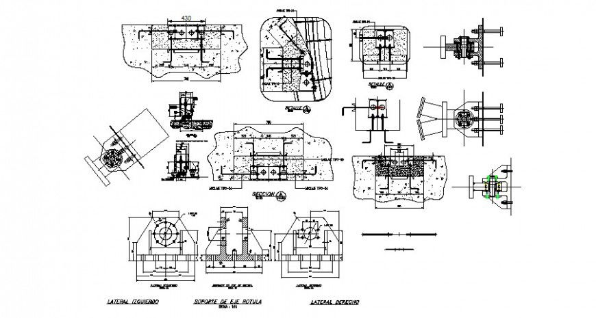 Radial gate and hoist system detail drawing in dwg file .
