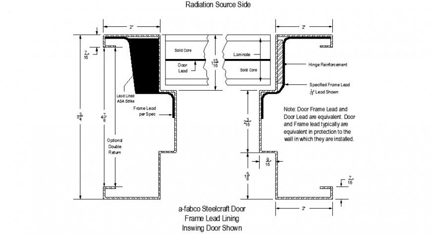 Radiation side door and lead lining frame support in auto cad file
