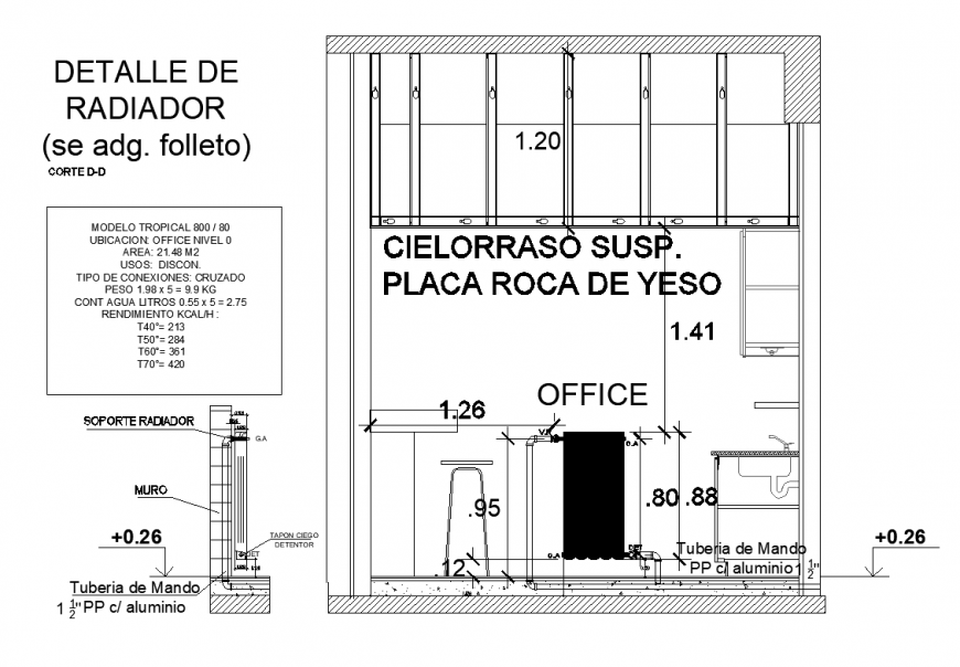 Radiator and sanitary block detail elevation 2d view layout file