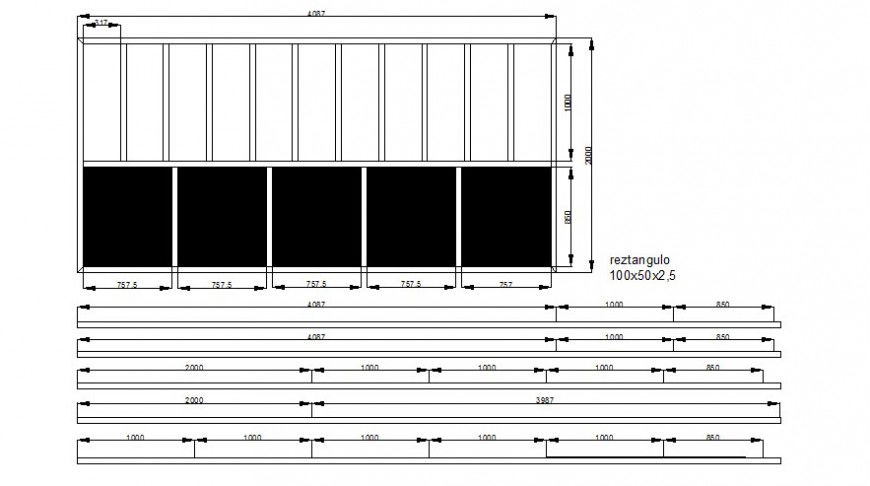 Railing blocks detail 2d view drawing in autocad