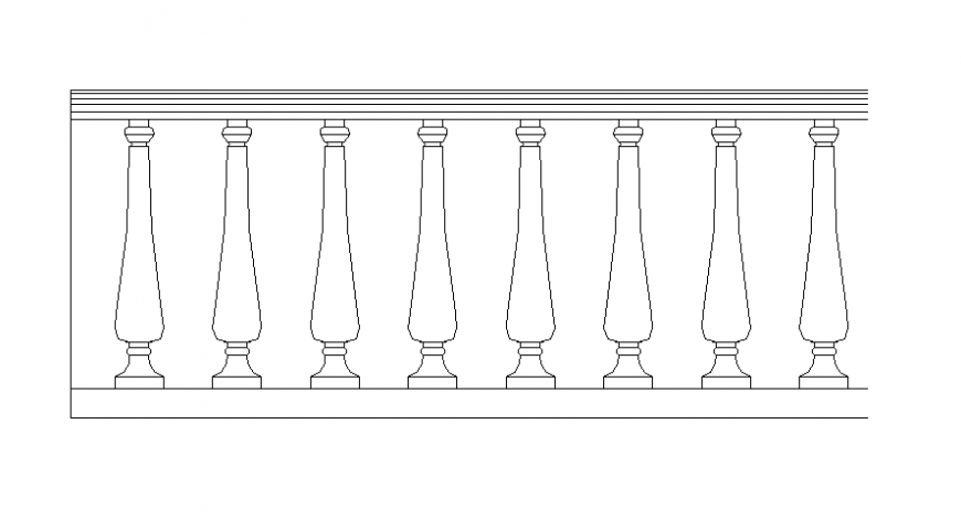 Railing blocks drawings 2d view elevation autocad file t