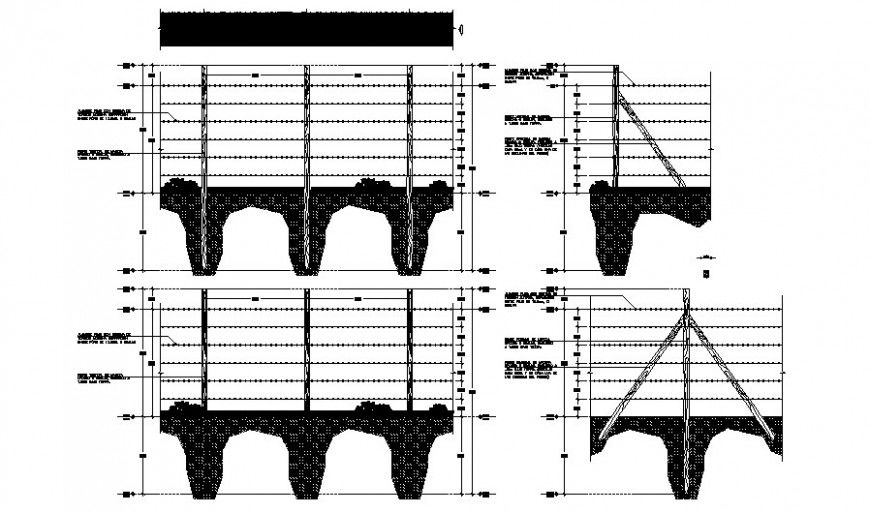 Railing grill details of boundary area drawings in AutoCAD