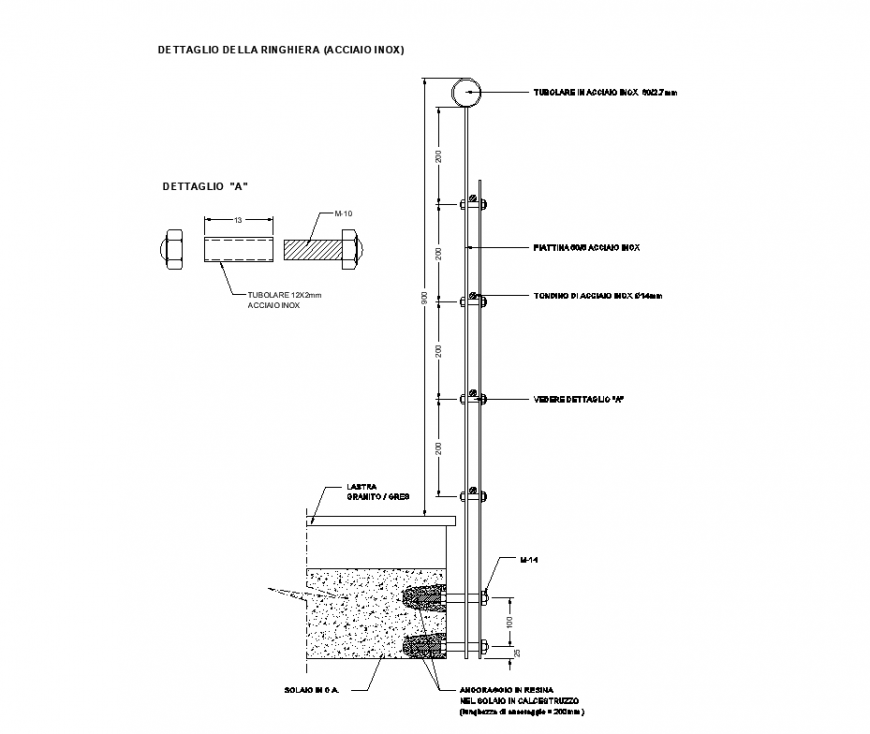 Railing steel structure detail elevation 2d view layout file