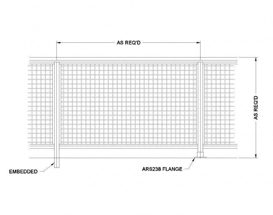 Railing with metal mesh plan dwg file