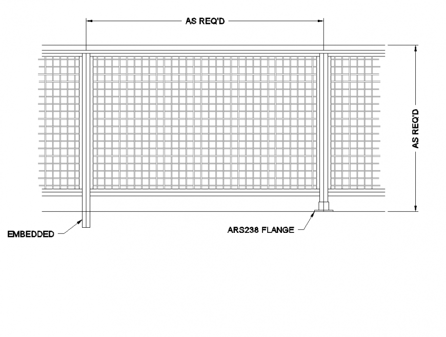 Railing with metal mesh plan layout file