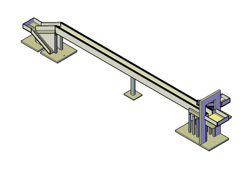 Railway bridge detail elevation 3d model layout autocad file