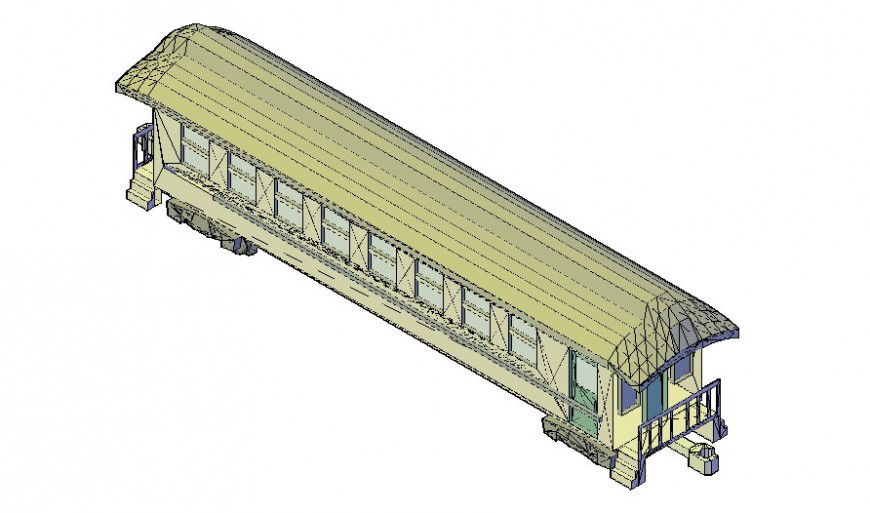 Railway sitting coach details 3d model drawing in autocad file