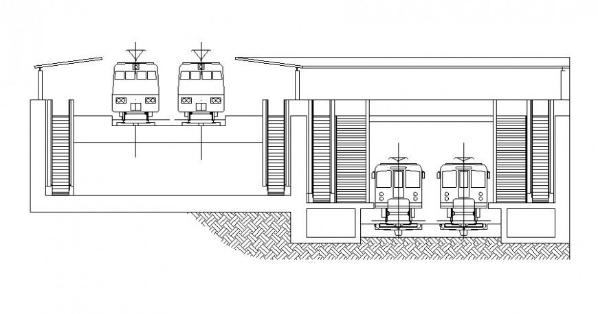 Railway station details 2d view drawing in autocad software