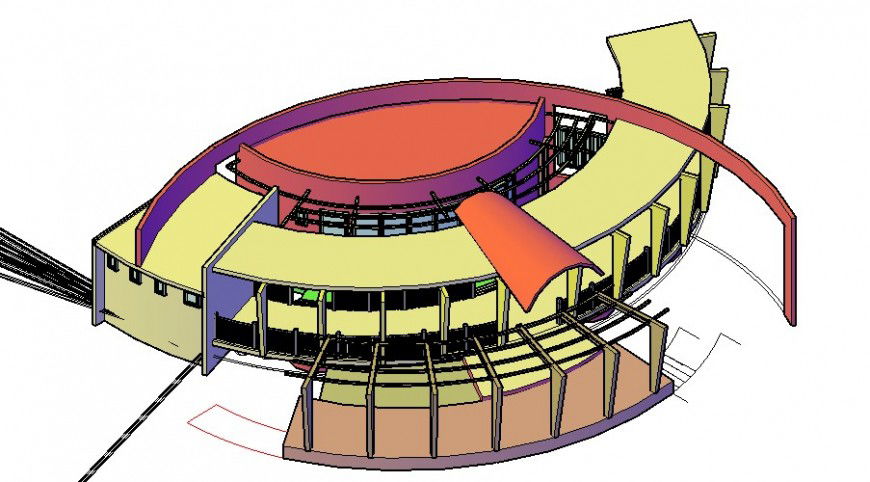 Railway station view in auto cad file