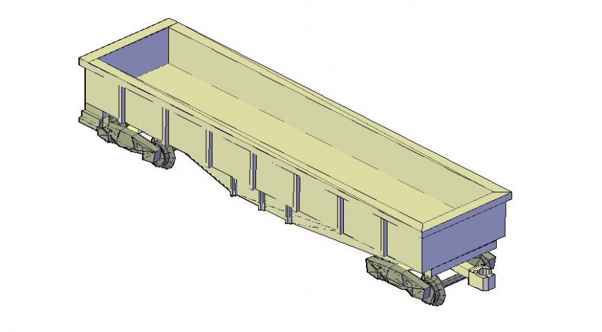 Railway trolley drawing 3d model in autocad software