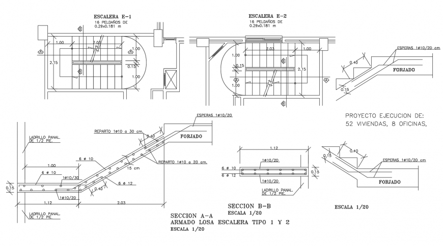 Rain forced concrete design of stair with plan and elevation dwg file
