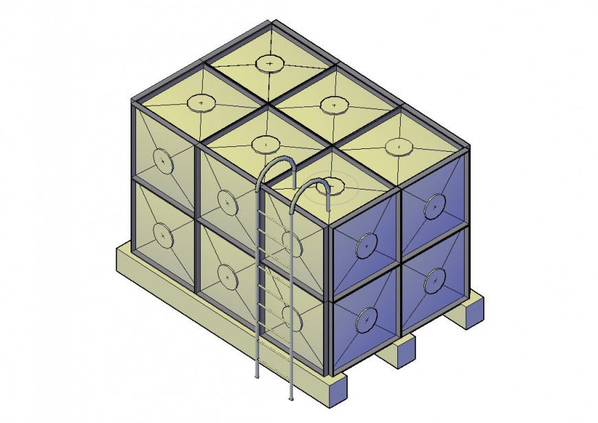 Rainwater harvesting tank 3d elevation cad drawing details dwg file