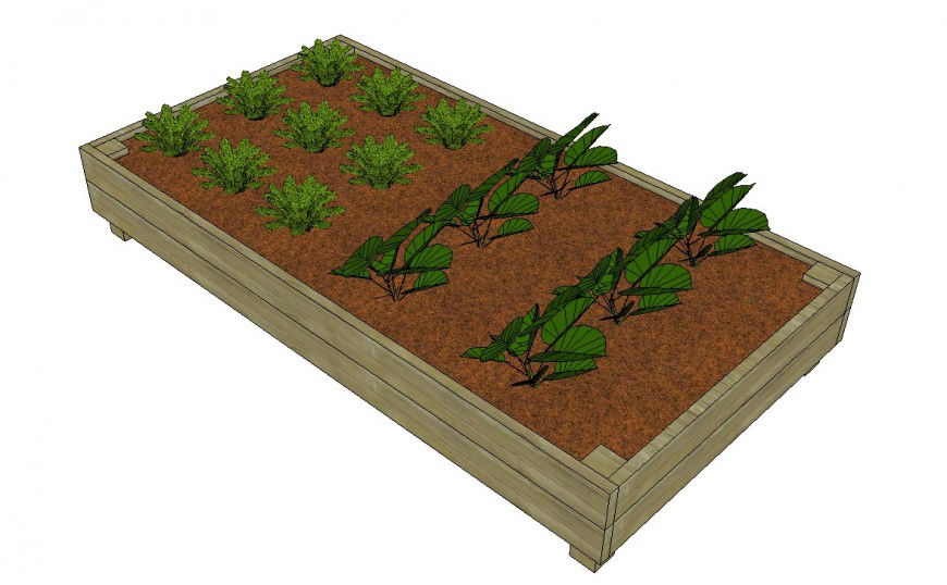 Raised garden planter top view model detail dwg file