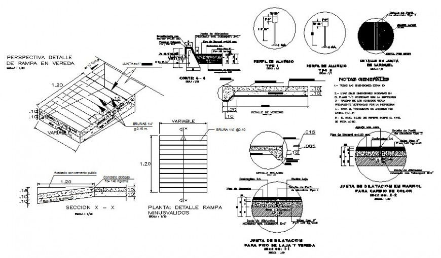 Ramp detail construction drawing in AutoCAD file.