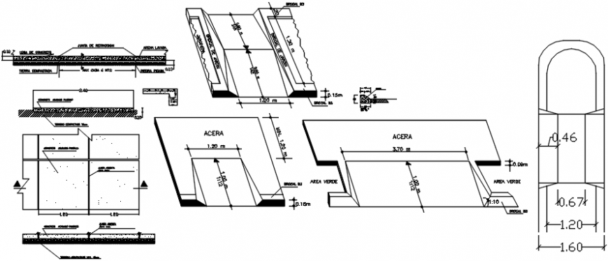 Ramp section and structure details of apartment building dwg file