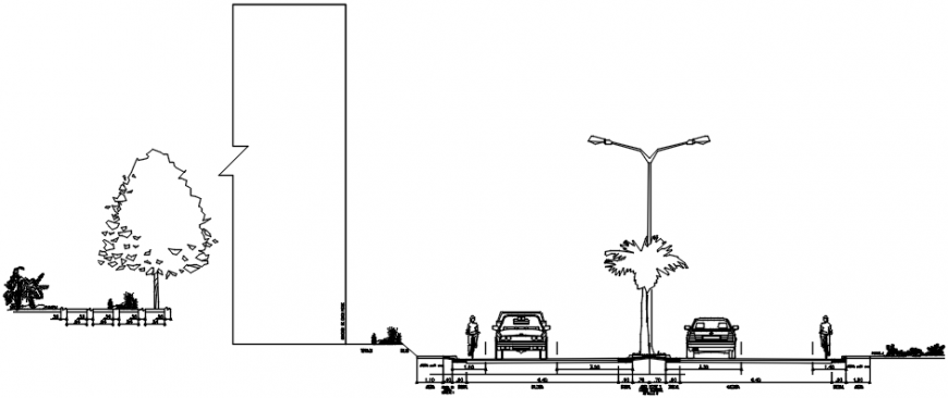 Ramp walk section and structure details of apartment building dwg file