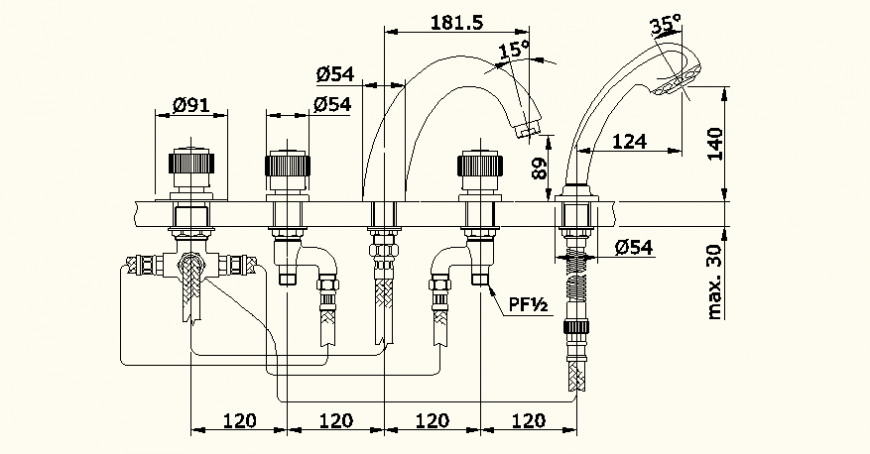 Rap and sanitary blocks detail elevation autocad file