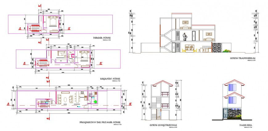 Raw house working drawing in dwg file.