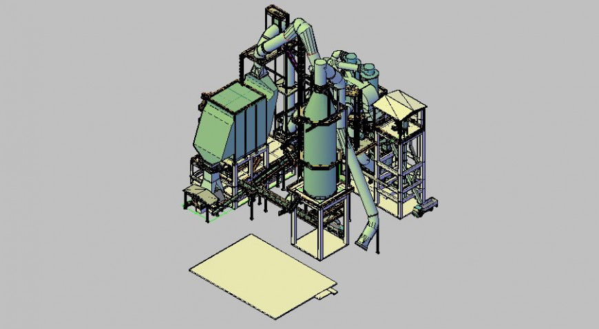 Raw Mill, Ducting Complex & Gas Conditioning 3d model drawing details skp file