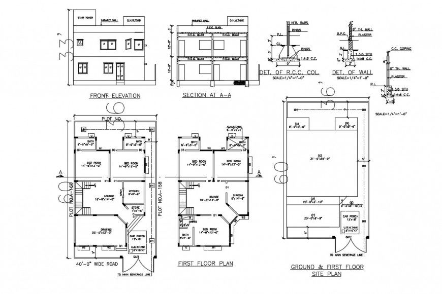 Rcc column of autocad file of 2d drawing