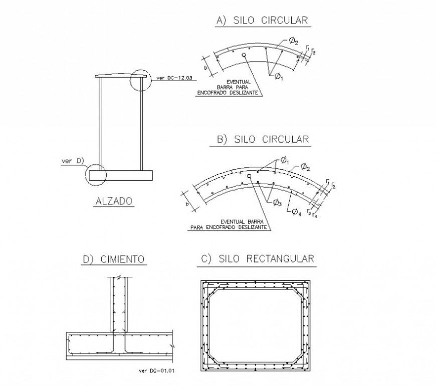 RCC structural blocks detail drawing drawn in autocad software